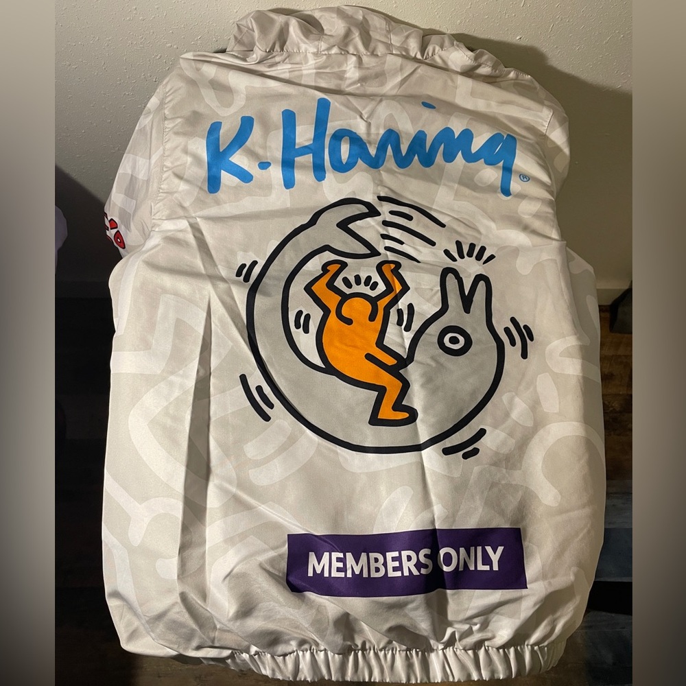 Members only x Keith Haring windbreaker jacket large Tokyo Pop Zipup hooded